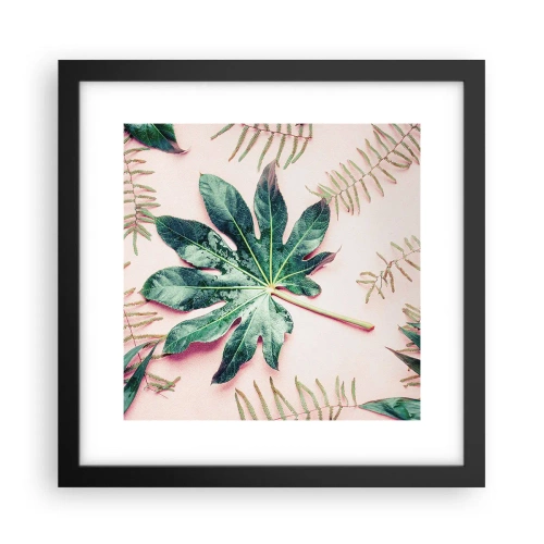Plakat w czarnej ramie - Studium zieleni na różowym tle - 30x30 cm