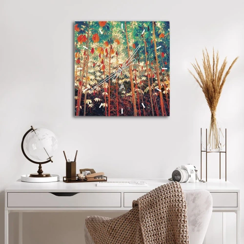 Zegar ścienny - Tajemne życie liści - 40x40 cm