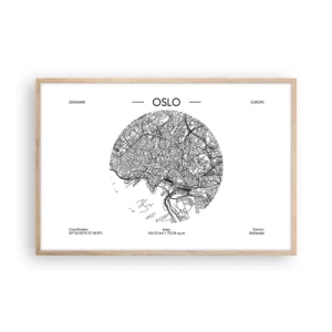 Plakat w ramie jasny dąb - Anatomia Oslo - 91x61 cm