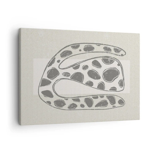 Obraz na płótnie - Abstrakcyjny wzór organiczny w odcieniach szarości - 70x50cm - Przedziwne stworzenie - Nowoczesna dekoracja ścienna do salonu i sypialni ARTTOR