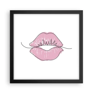 Plakat w czarnej ramie - Gotowy do pocałunku? - 30x30 cm