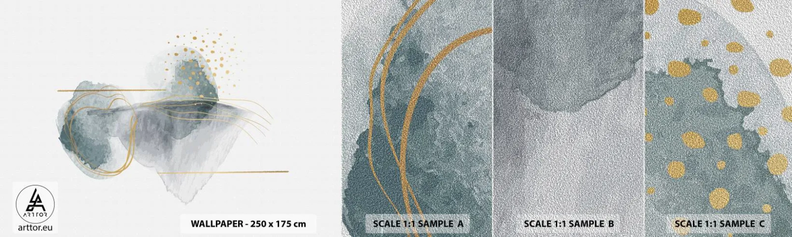 Fototapeta Próbka Premium Sand - O związkach szarości i złota - Abstrakcja, Sztuka, Ciekawe Kształty - 100x30 cm