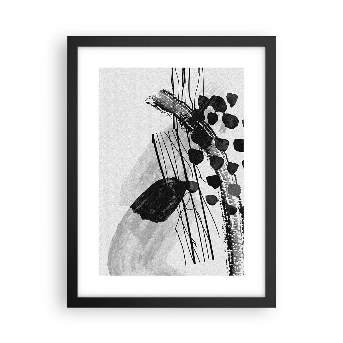 Plakat w czarnej ramie - Czarno-biała abstrakcja organiczna - 30x40 cm
