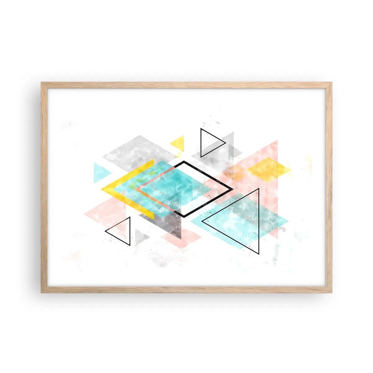 Plakat w ramie jasny dąb - Igraszka geometryczna - 70x50 cm