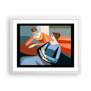 Plakat w białej ramie - Chwila zwierzeń - 50x40 cm