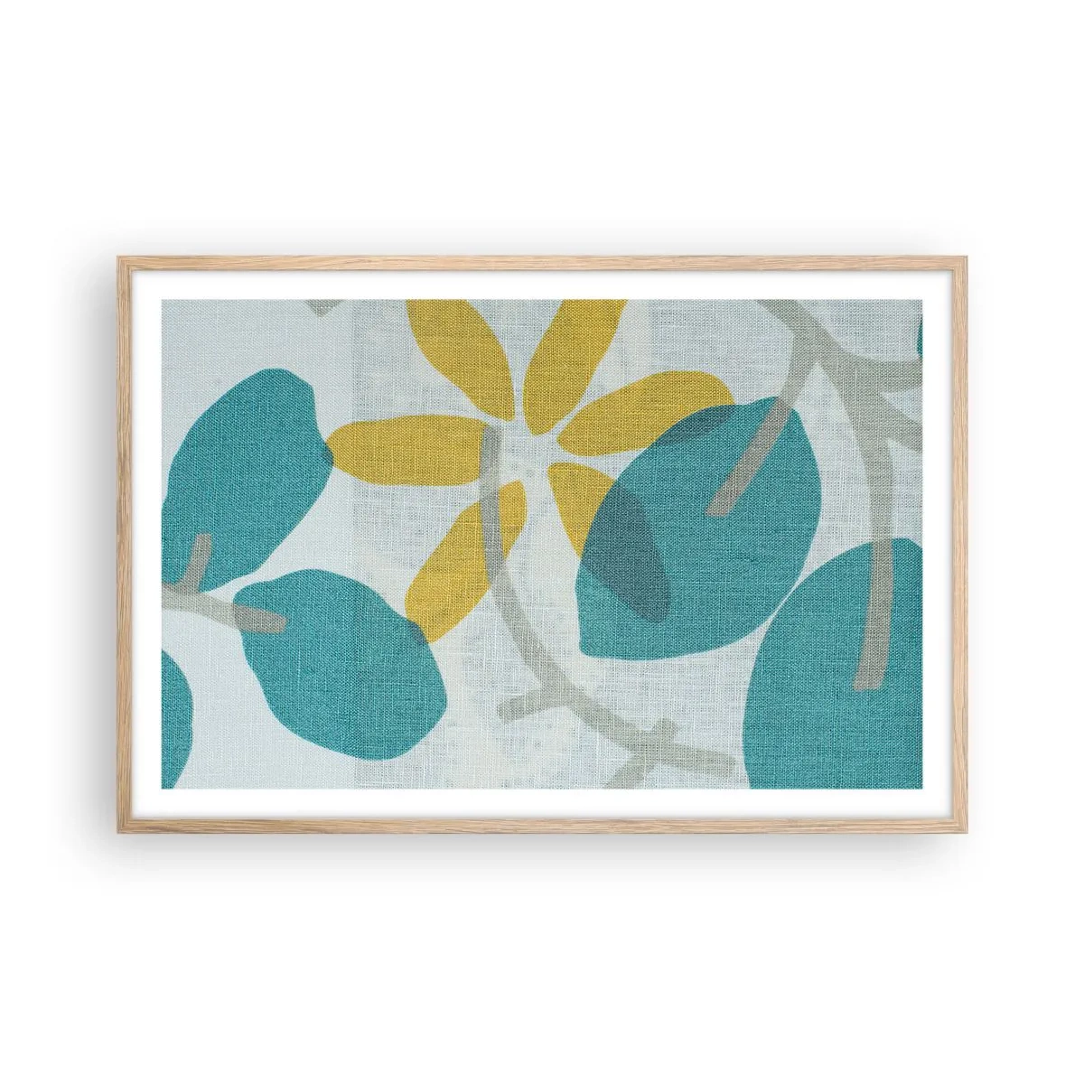 Plakat w ramie jasny dąb - Wśród lazurowych liści - 91x61 cm