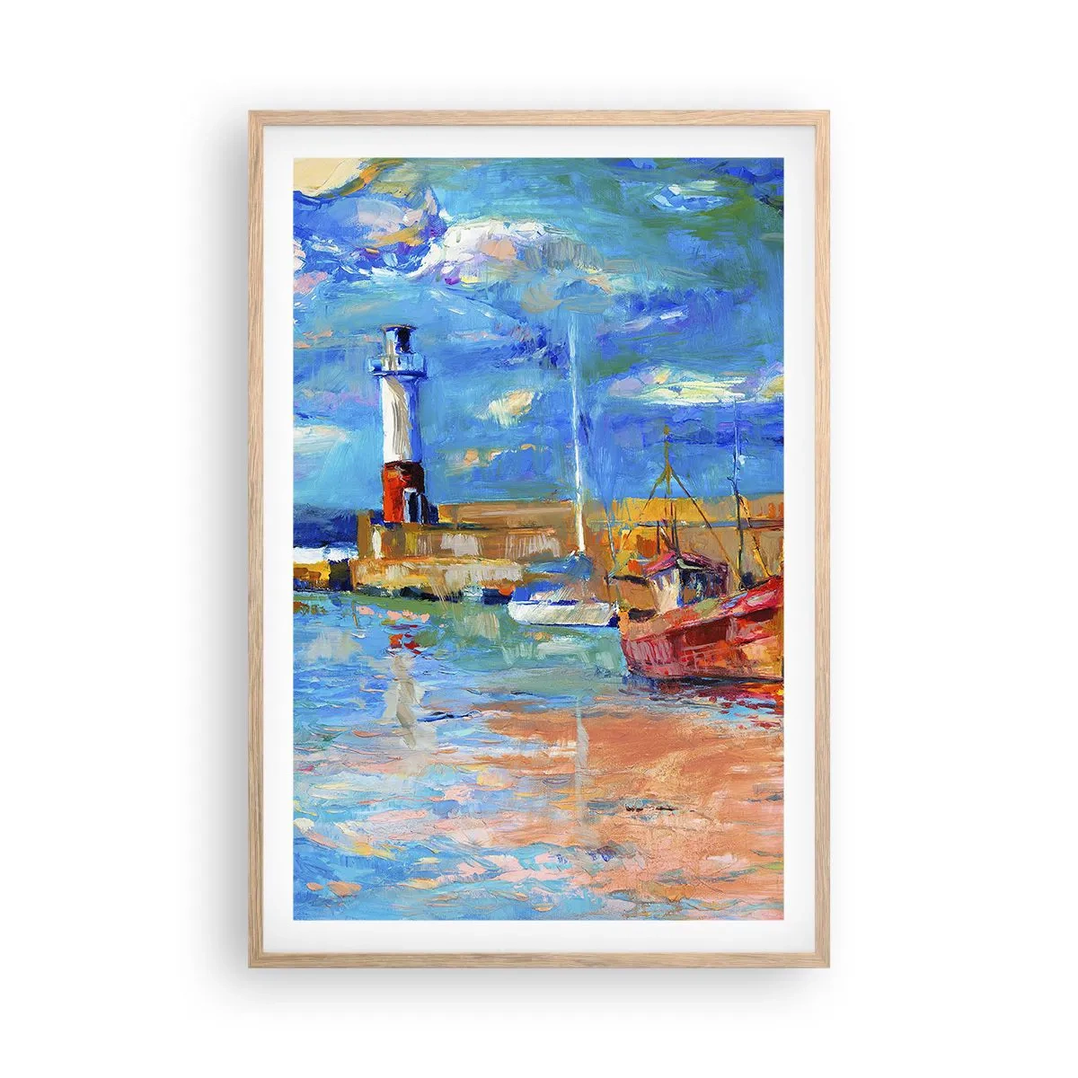 Plakat w ramie jasny dąb - Popołudnie w tęczowej zatoce - 61x91 cm