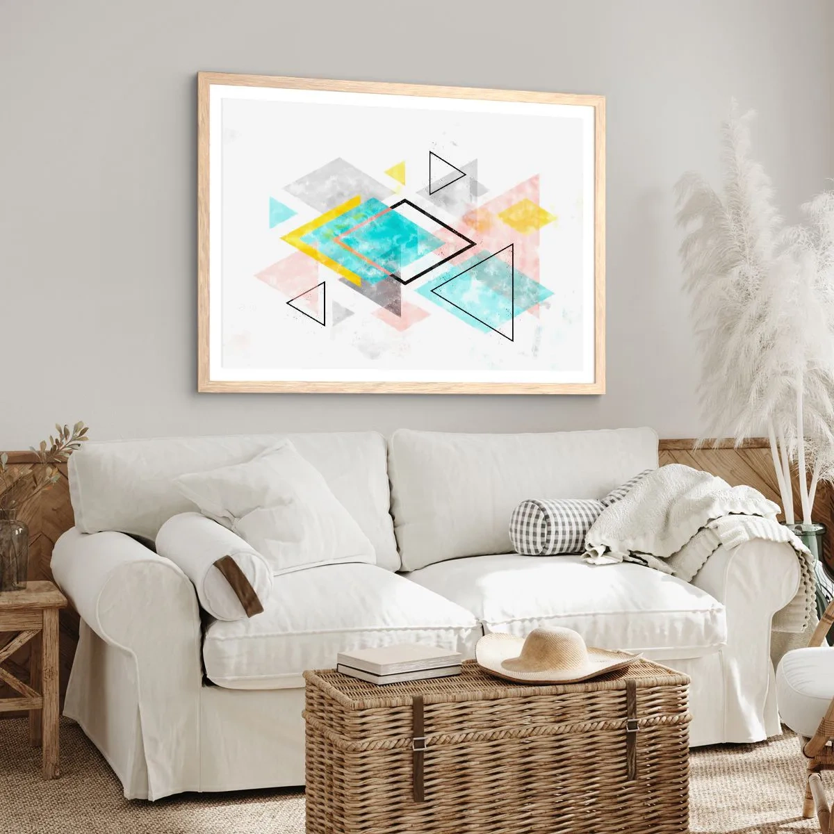Plakat w ramie jasny dąb - Igraszka geometryczna - 100x70 cm