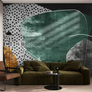 Fototapeta Standard Eco - Barwna abstrakcja z płatkiem złota - Abstrakcja, Tekstura, Kolaż - 500x350 cm