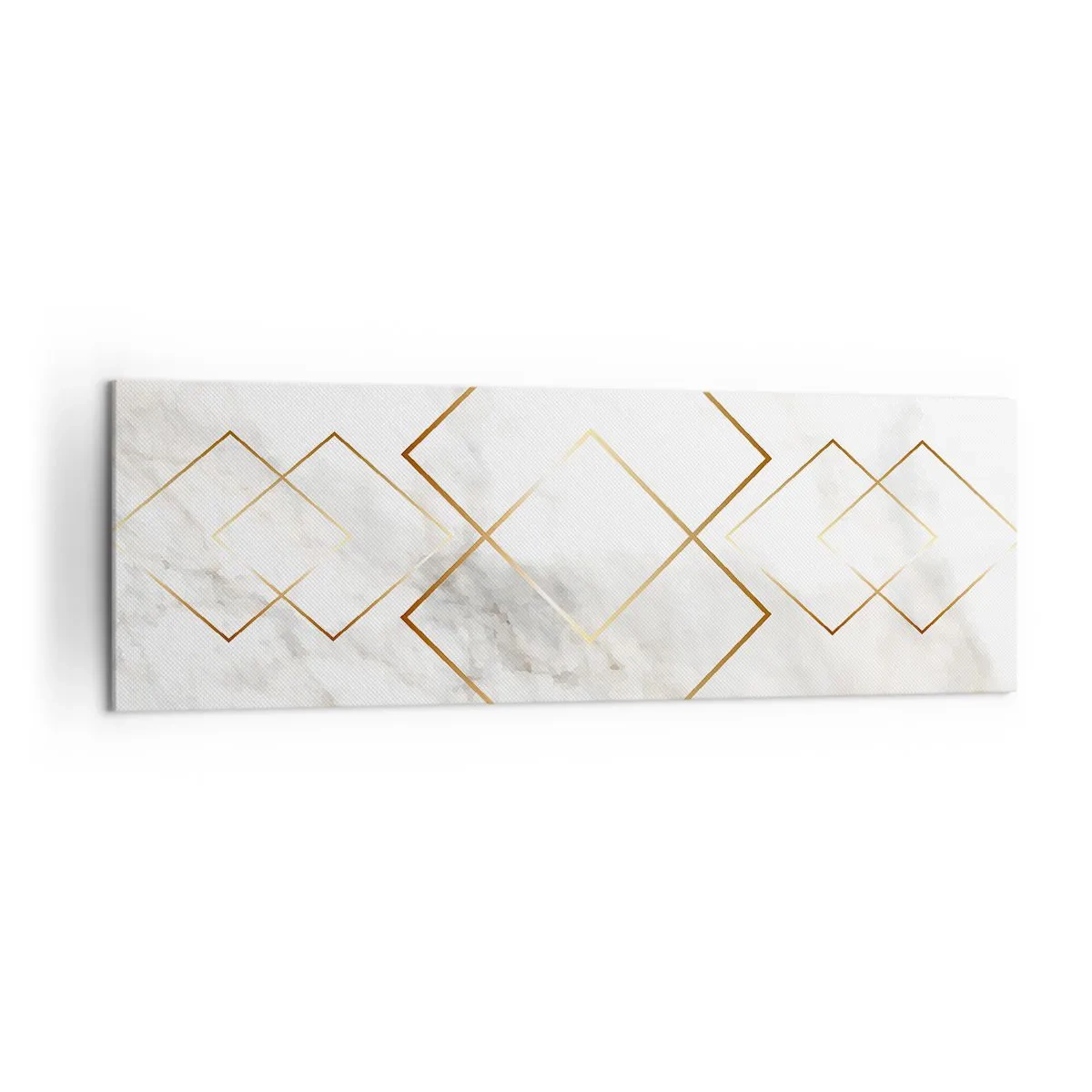 Obraz na płótnie - Minimalistyczne złote romby na marmurowym tle - 160x50cm - Widok na nieskończoność - Nowoczesna dekoracja ścienna do salonu i sypialni ARTTOR