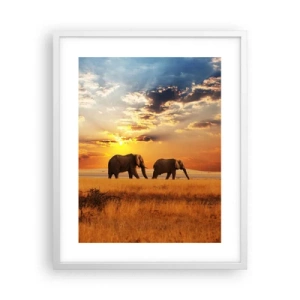 Plakat w białej ramie - Rodzinna przechadzka - 40x50 cm