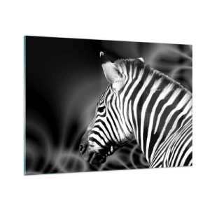 Obraz na szkle - Zebra w czarno-białej estetyce - 100x70cm - Białe jest białe, a czarne jest czarne - Nowoczesna dekoracja ścienna do salonu, kuchni i sypialni ARTTOR