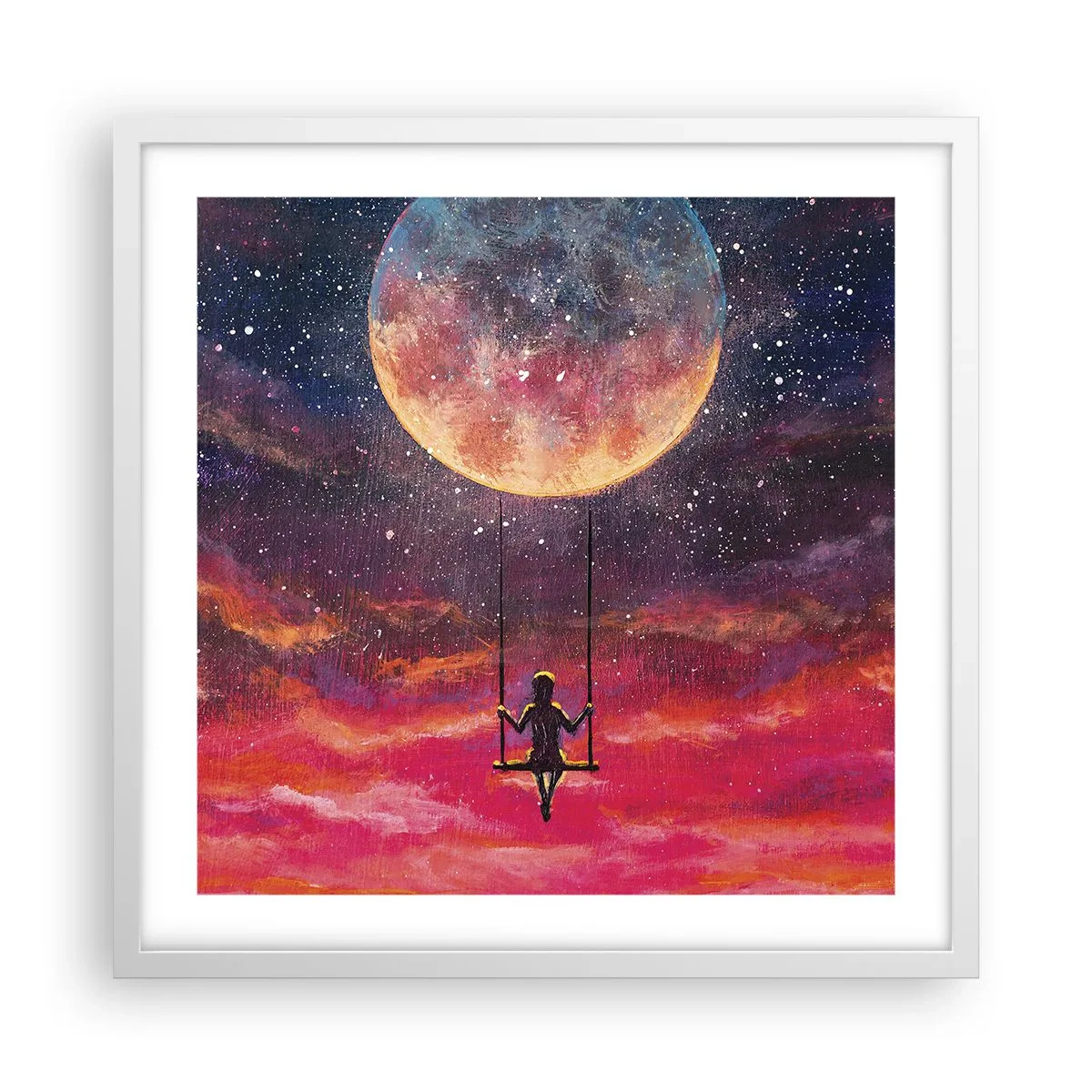 Plakat w białej ramie - Bujać w obłokach - 50x50 cm