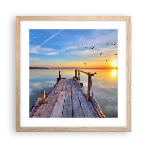 Plakat w ramie jasny dąb - Iść przed siebie ku słońcu - 40x40 cm