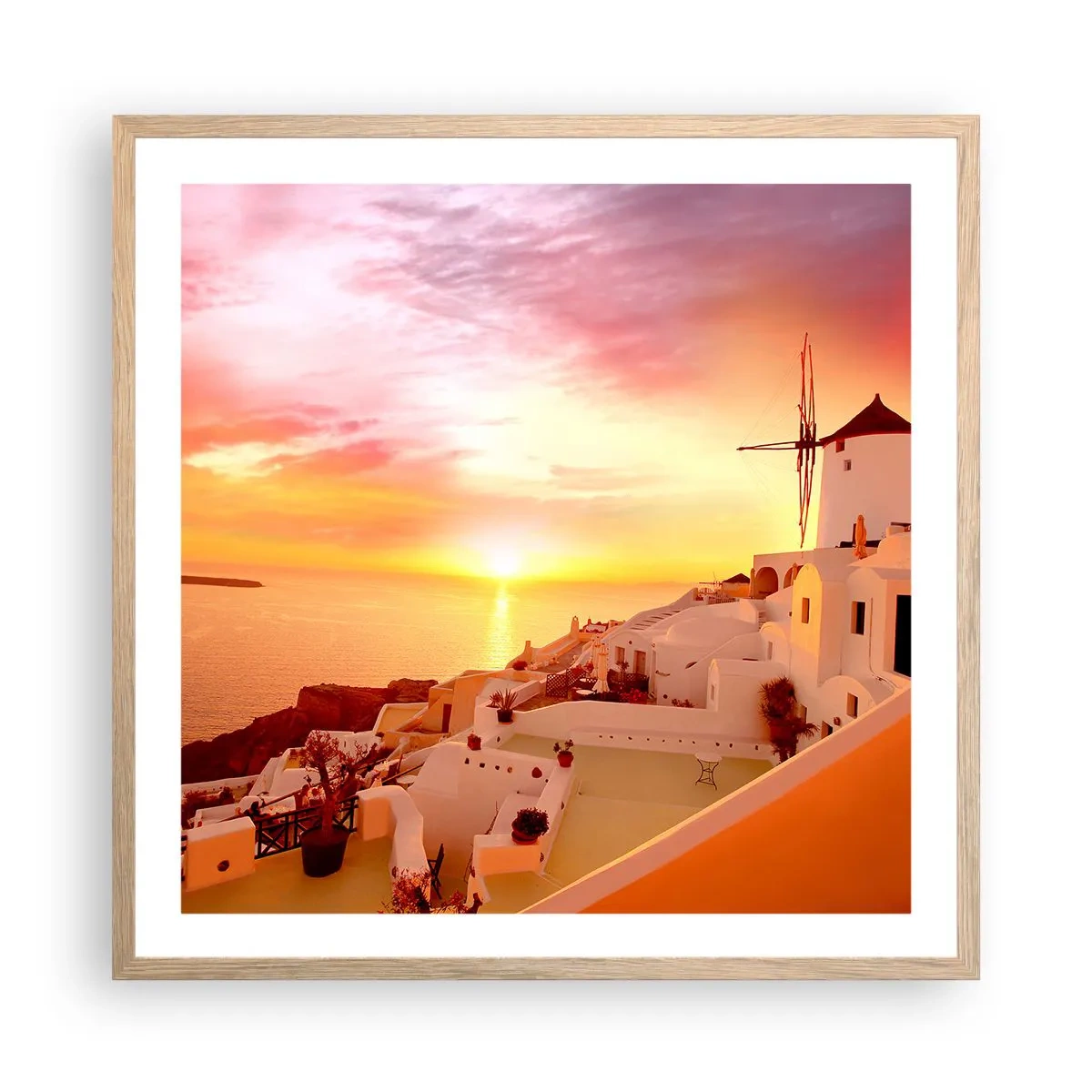 Plakat w ramie jasny dąb - Rozpłynąć się w bieli i złocie - 60x60 cm