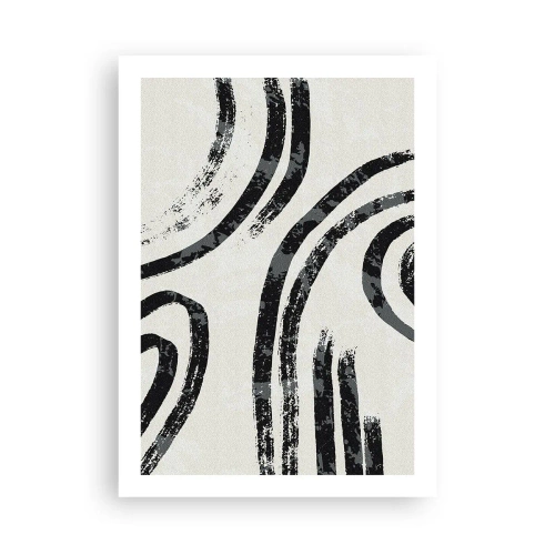 Plakat - Abstrakcyjne czarne linie na jasnym tle - 50x70cm - W pół zatrzymany - Nowoczesna dekoracja ścienna do salonu, kuchni i sypialni ARTTOR