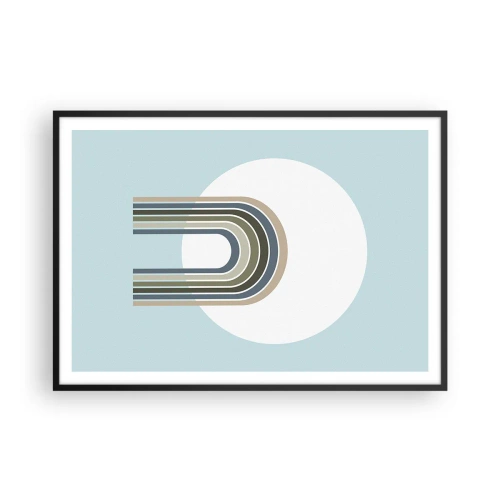 Plakat w czarnej ramie - Minimalistyczna kompozycja z okręgiem i liniami na pastelowym tle - 100x70cm - Nieodparte przyciąganie - Nowoczesna dekoracja ścienna do salonu i sypialni ARTTOR