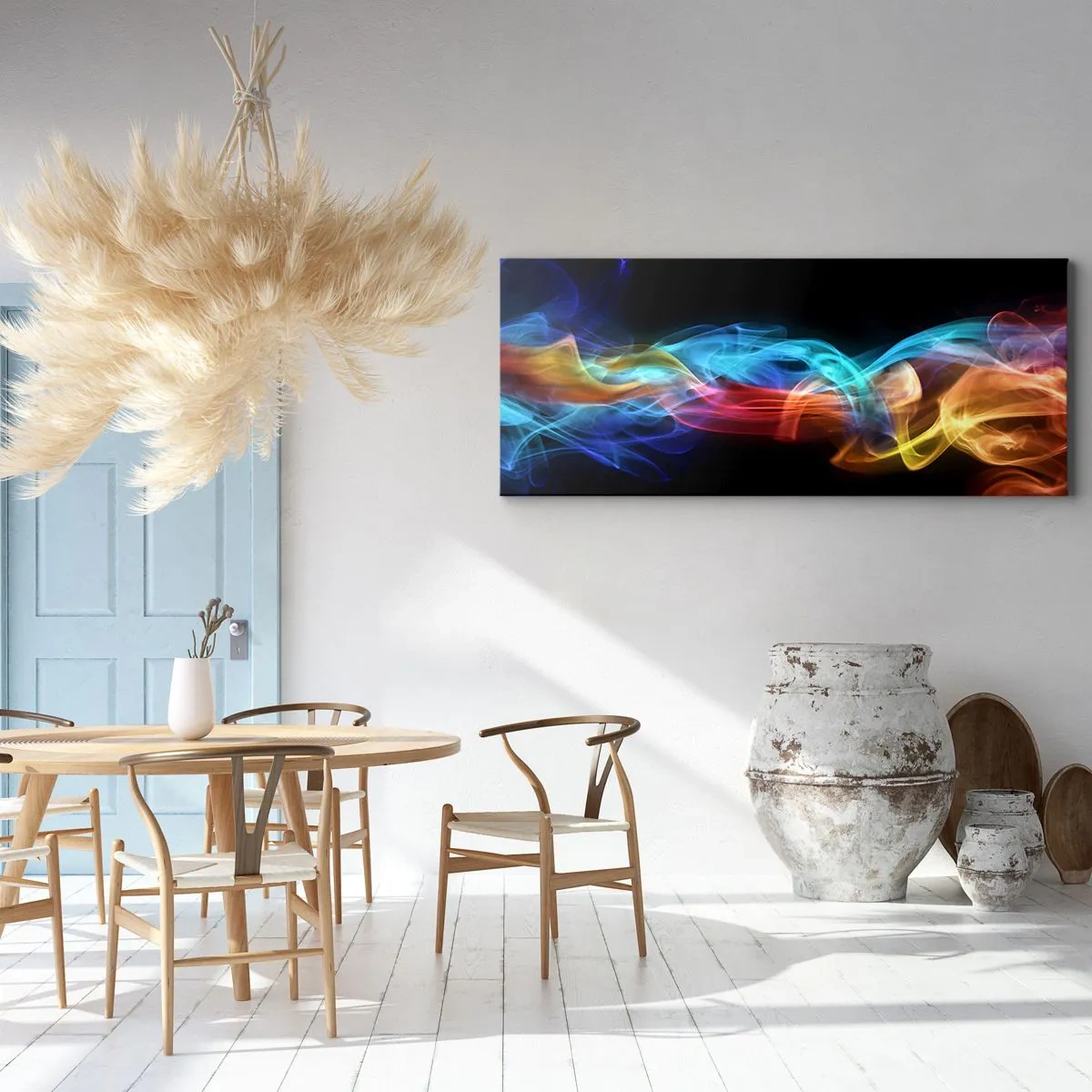 Obraz na płótnie - Tęczowy taniec mgieł - 100x40 cm