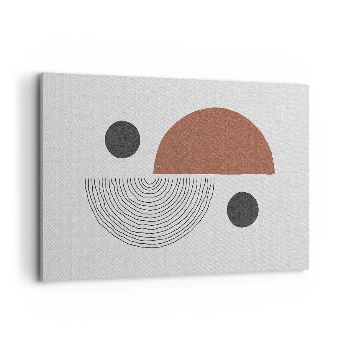 Obraz na płótnie - Geometryczne kształty w odcieniach brązu i czerni - 120x80cm - Doskonałość koła - Nowoczesna dekoracja ścienna do salonu, kuchni i sypialni ARTTOR