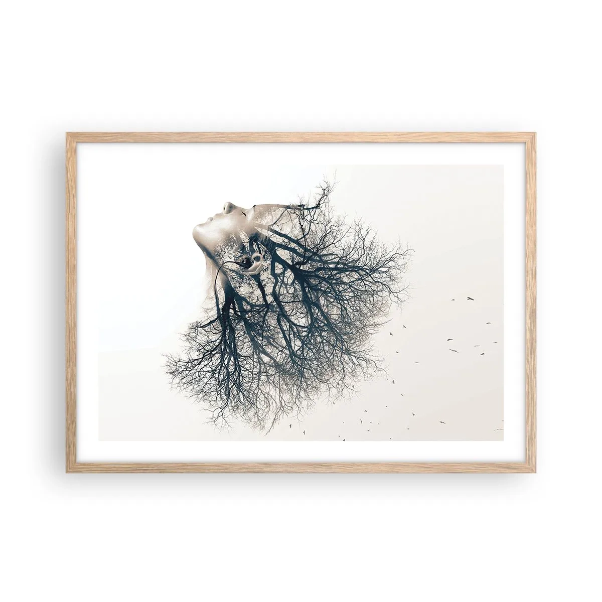 Plakat w ramie jasny dąb - Zasłuchana w szept drzewa - 70x50 cm