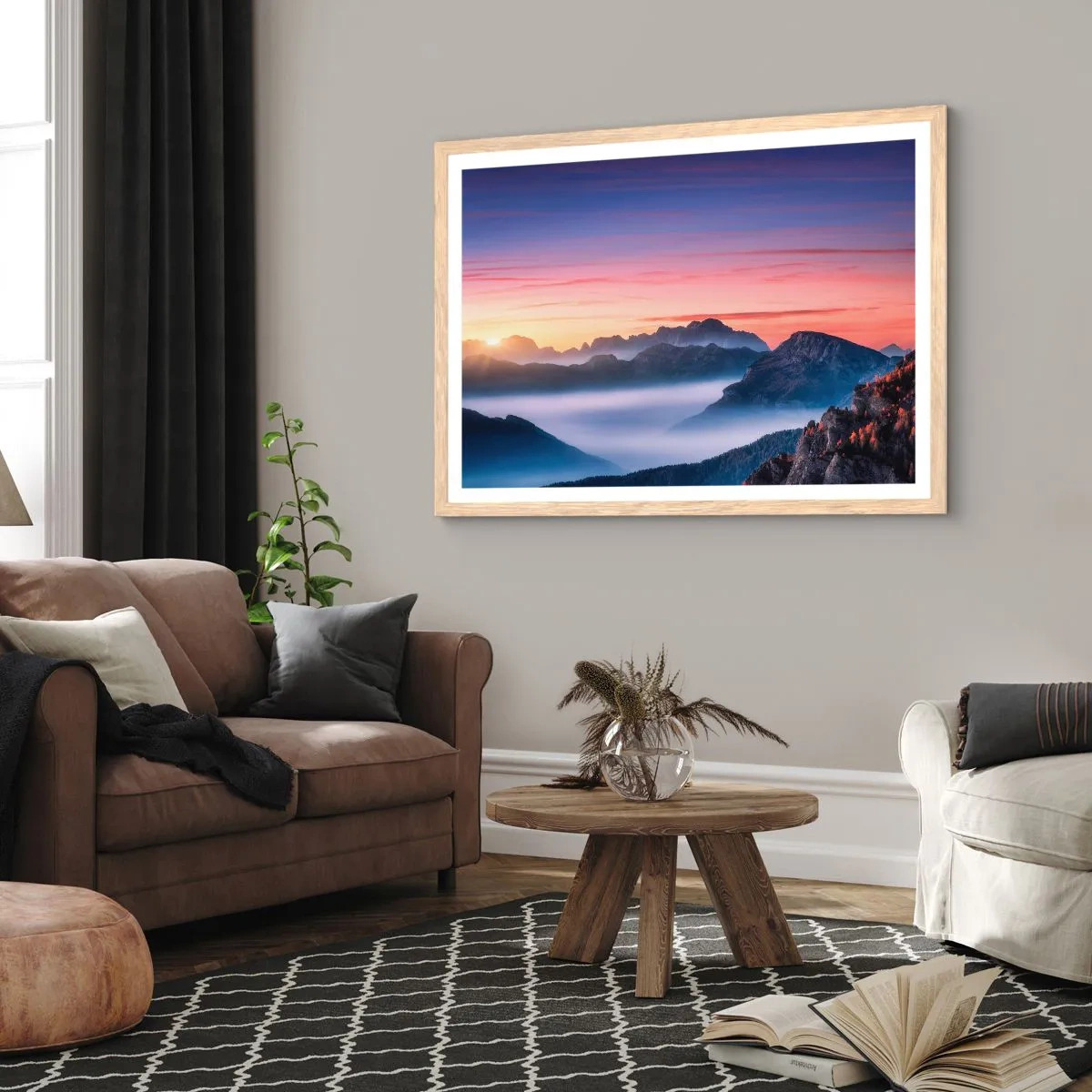 Plakat w ramie jasny dąb - Nad dolinami - 100x70 cm