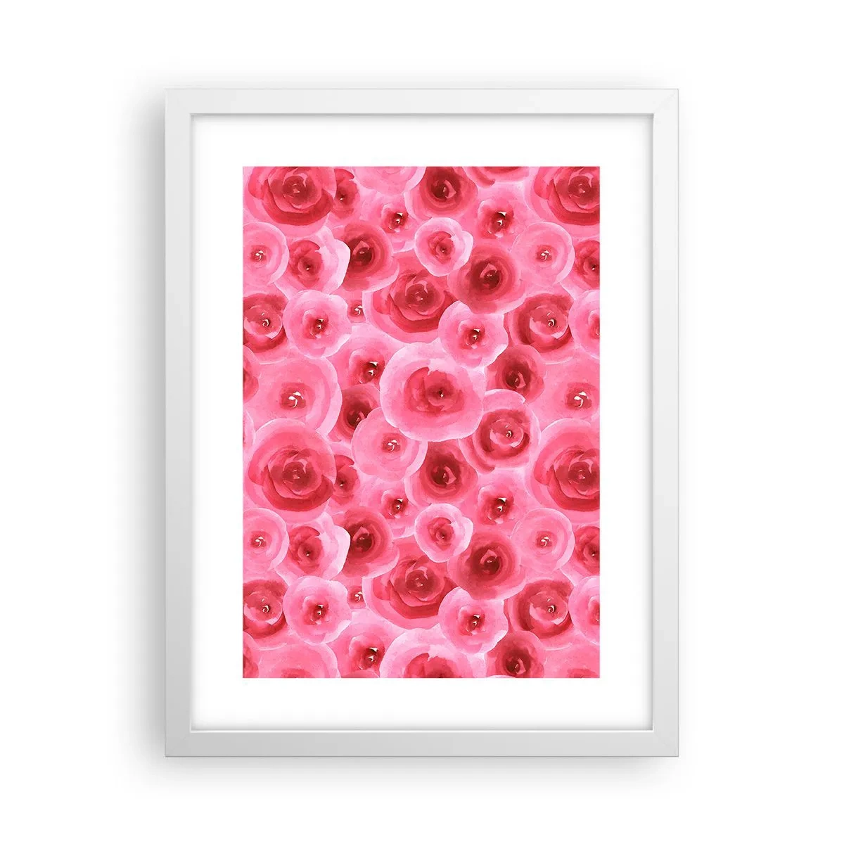 Plakat w białej ramie - Róże na dole i na górze - 30x40 cm