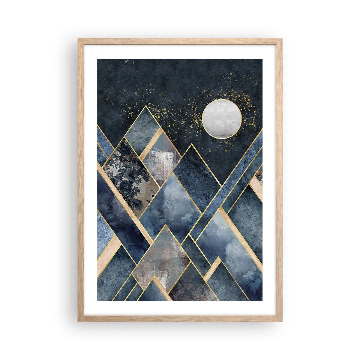 Plakat w ramie jasny dąb - Pejzaż geometryczny - 50x70 cm