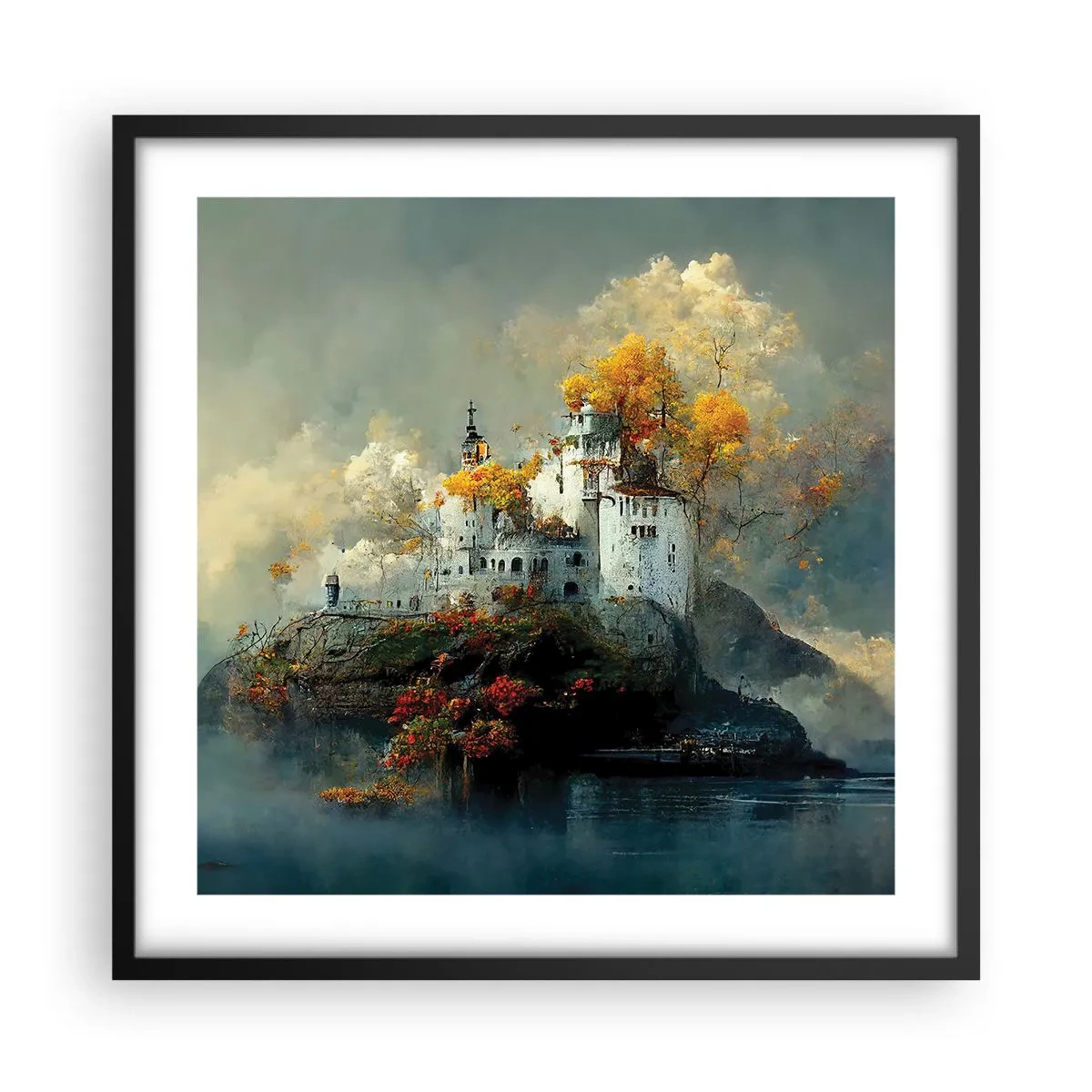 Plakat w czarnej ramie - Początek romantycznej opowieści - 50x50 cm