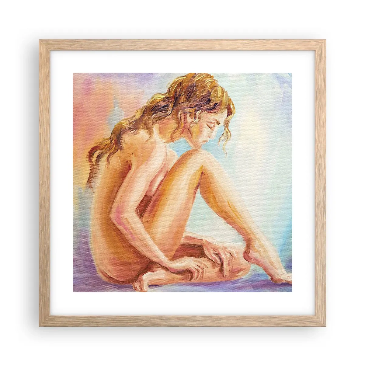 Plakat w ramie jasny dąb - Akt młodości - 40x40 cm