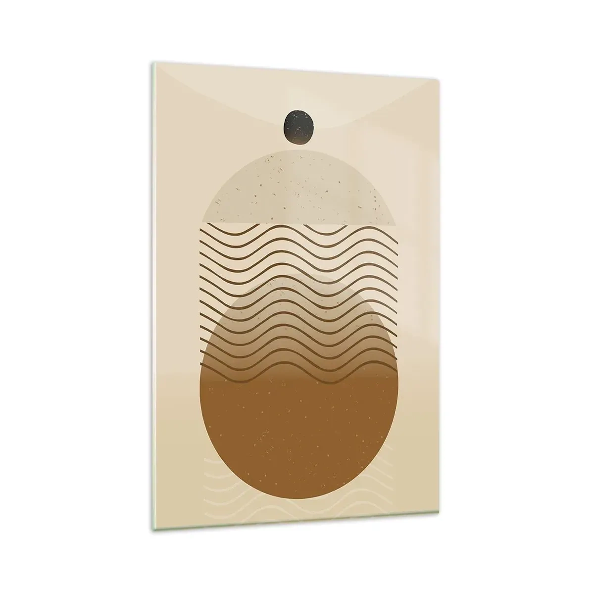 Obraz na szkle - Geometryczna abstrakcja z kołami i falistymi liniami w ciepłych barwach - 80x120cm - O pochodzeniu figur geometrycznych - Nowoczesna dekoracja ścienna do salonu i sypialni ARTTOR