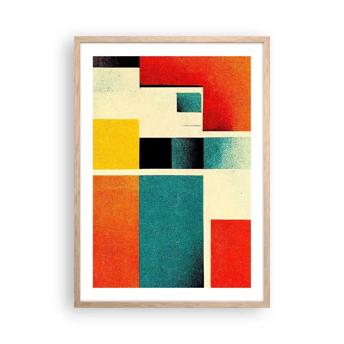 Plakat w ramie jasny dąb - Abstrakcja geometryczna – dobra energia - 50x70 cm