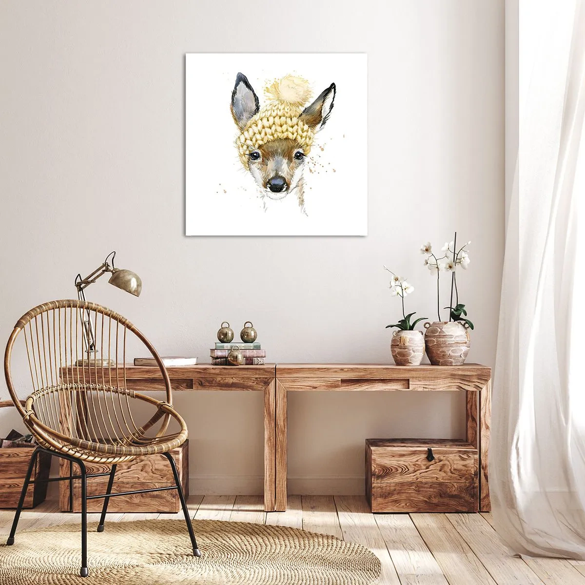 Obraz na płótnie - Na zimę w śnieżnym lesie - 60x60 cm