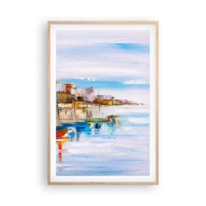 Plakat w ramie jasny dąb - Wielobarwna miejska przystań - 61x91 cm