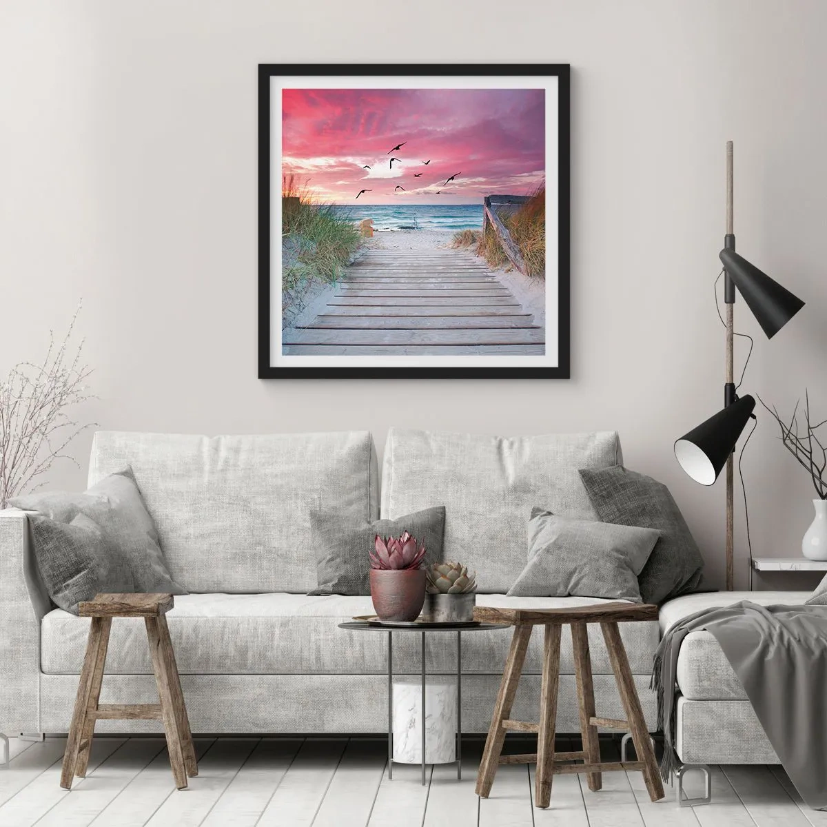 Plakat w czarnej ramie - Bałtycka impresja - 40x40 cm