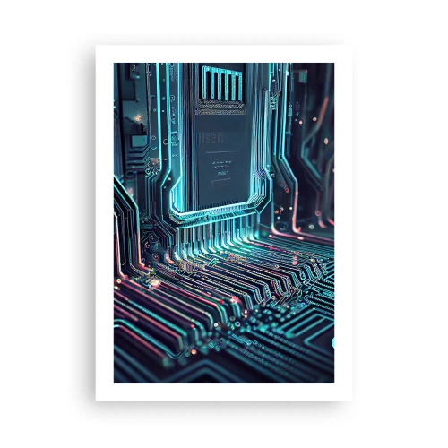 Plakat - Futurystyczna wizja układu scalonego - 50x70cm - Tak sobie myślę… - Nowoczesna dekoracja ścienna do salonu, kuchni i sypialni ARTTOR