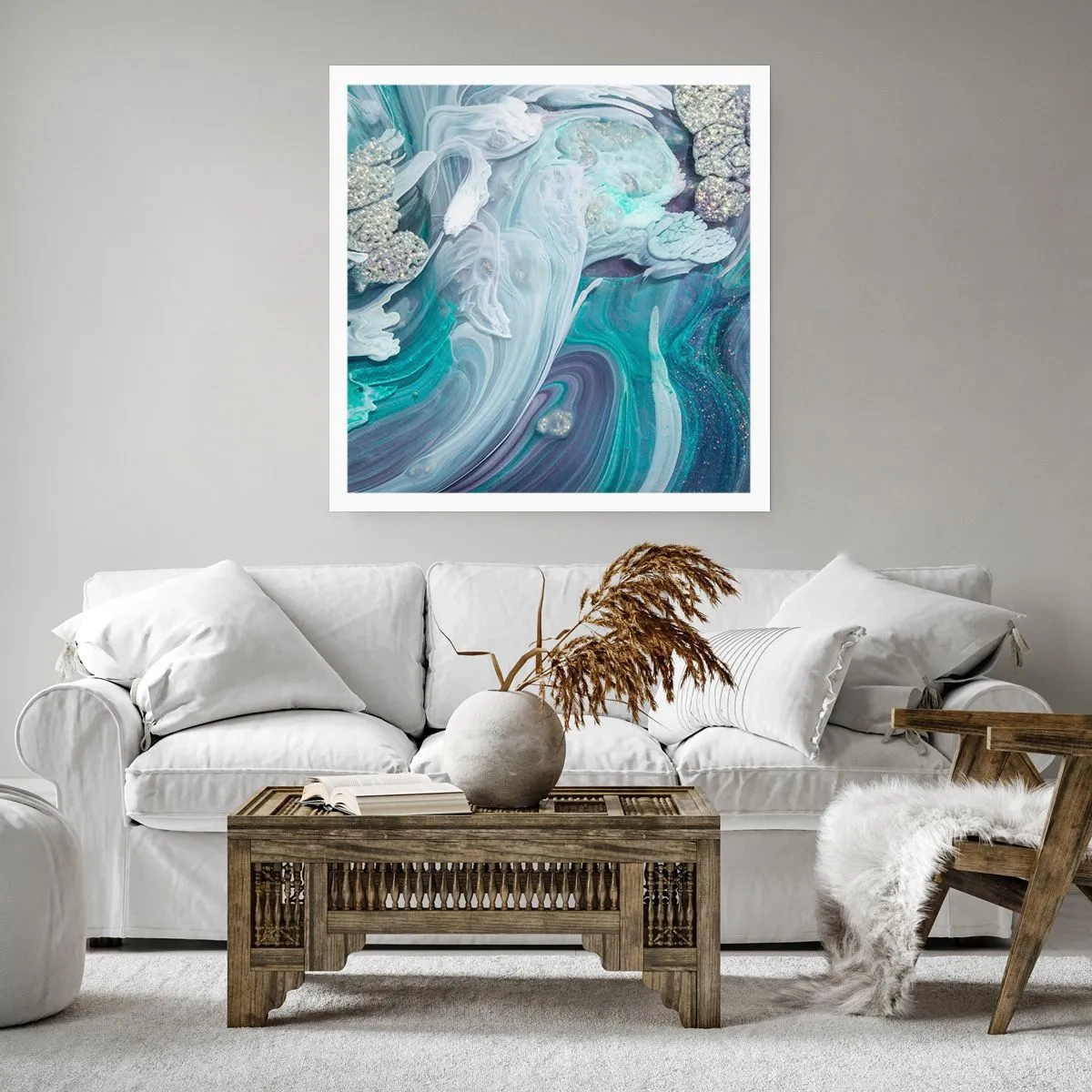Plakat - Nurty błękitu - 50x50 cm