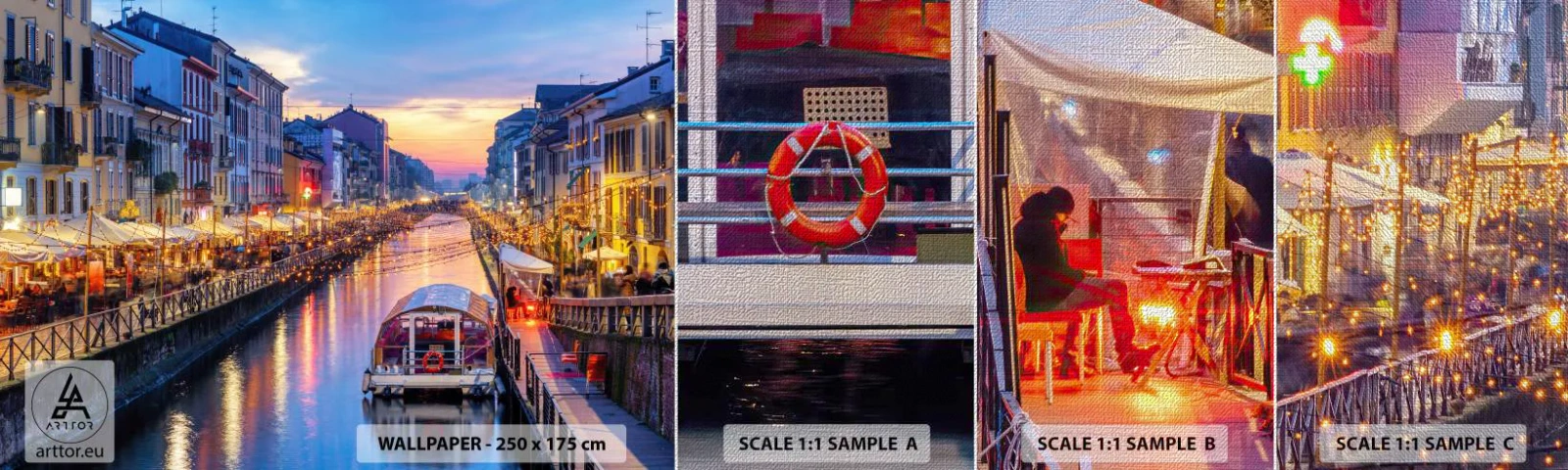 Fototapeta Próbka Premium Canvas - Wieczór światła i zabawy - Miasto, Mediolan, Włochy - 100x30 cm