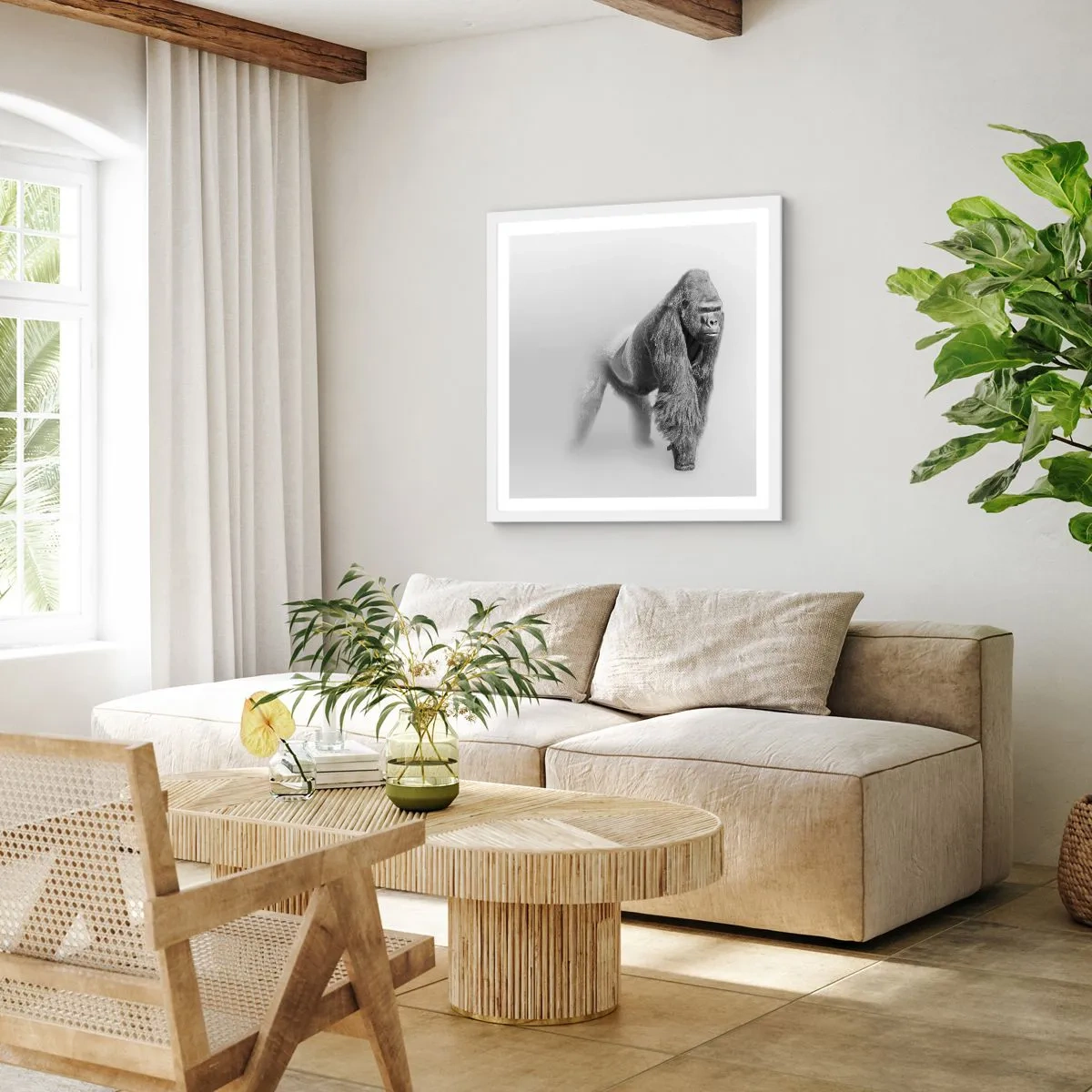 Plakat w białej ramie - Pewny swej siły - 40x40 cm