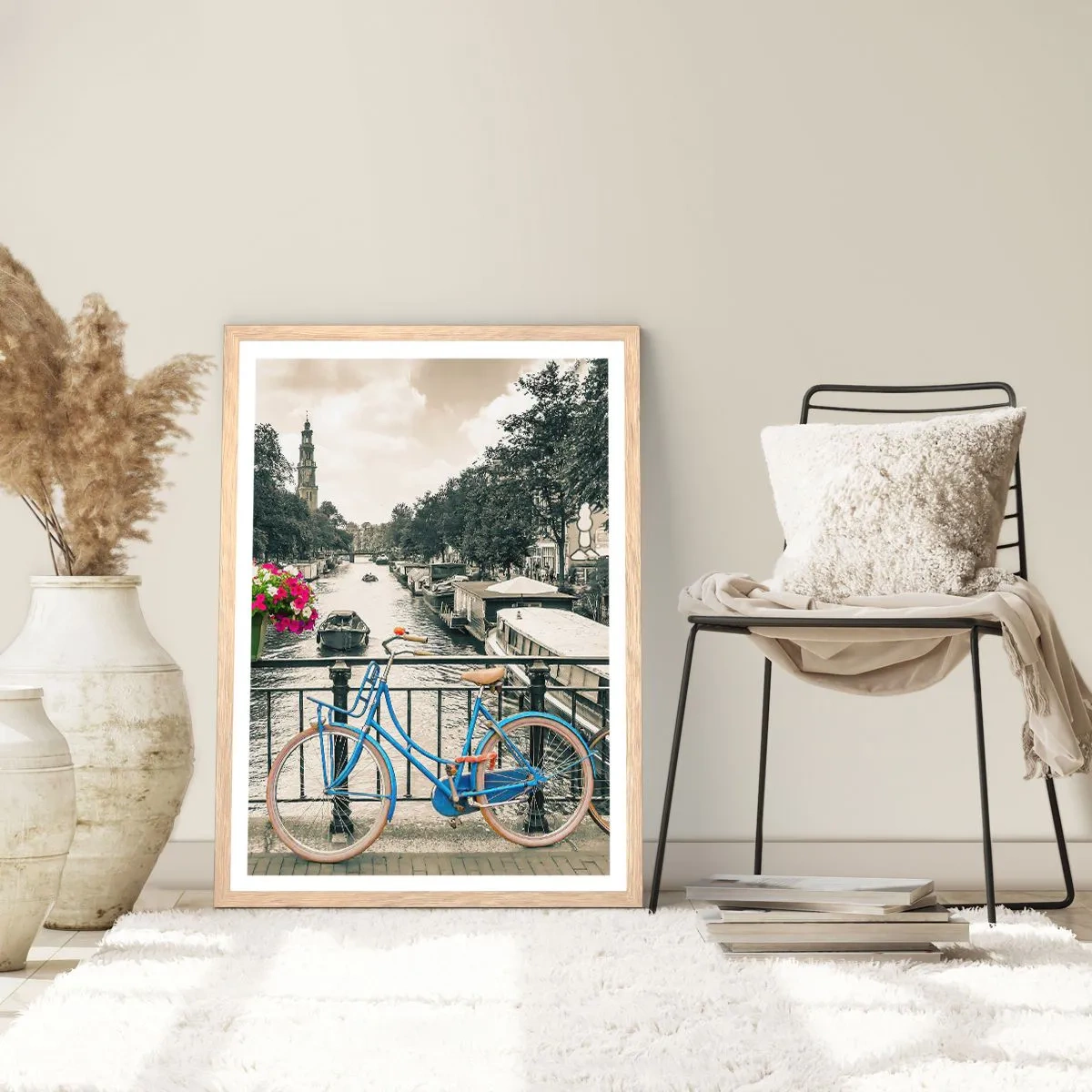 Plakat w ramie jasny dąb - Kolory amsterdamskiej ulicy - 30x40 cm