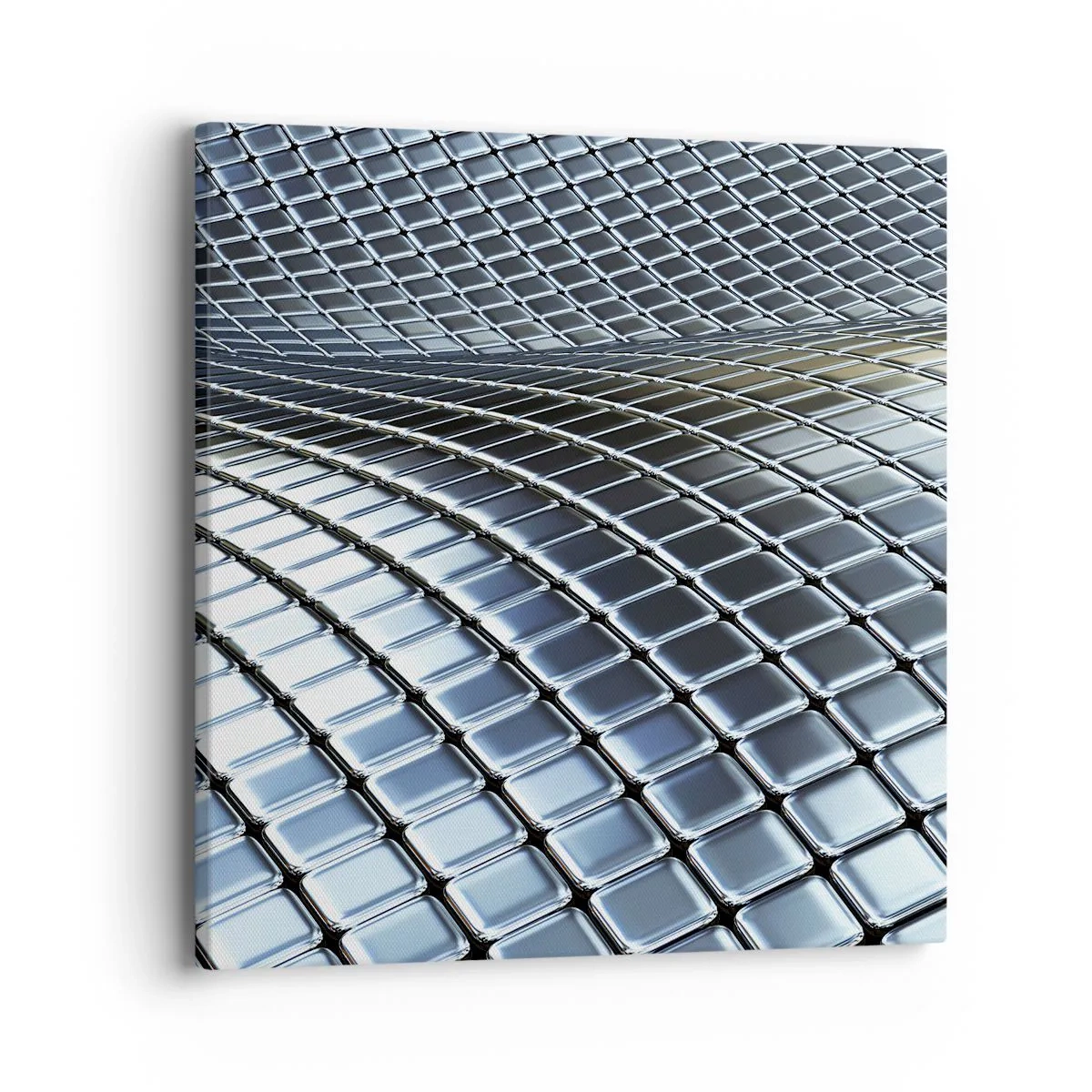 Obraz na płótnie - Metaliczna srebrna fala - 40x40 cm
