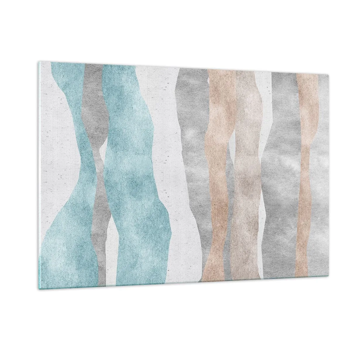 Obraz na szkle - Delikatne pasy w odcieniach beżu i błękitu - 120x80cm - Studium bliskości - Nowoczesna dekoracja ścienna do salonu, kuchni i sypialni ARTTOR