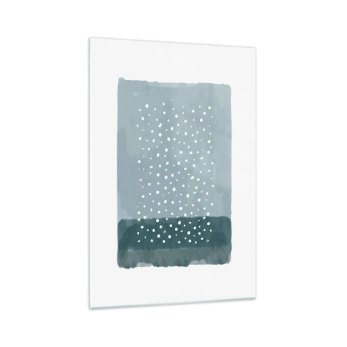 Obraz na szkle - Minimalistyczny obraz w odcieniach błękitu z kropkami - 70x100cm - Wyrosłe na błękicie - Nowoczesna dekoracja ścienna do salonu i sypialni ARTTOR