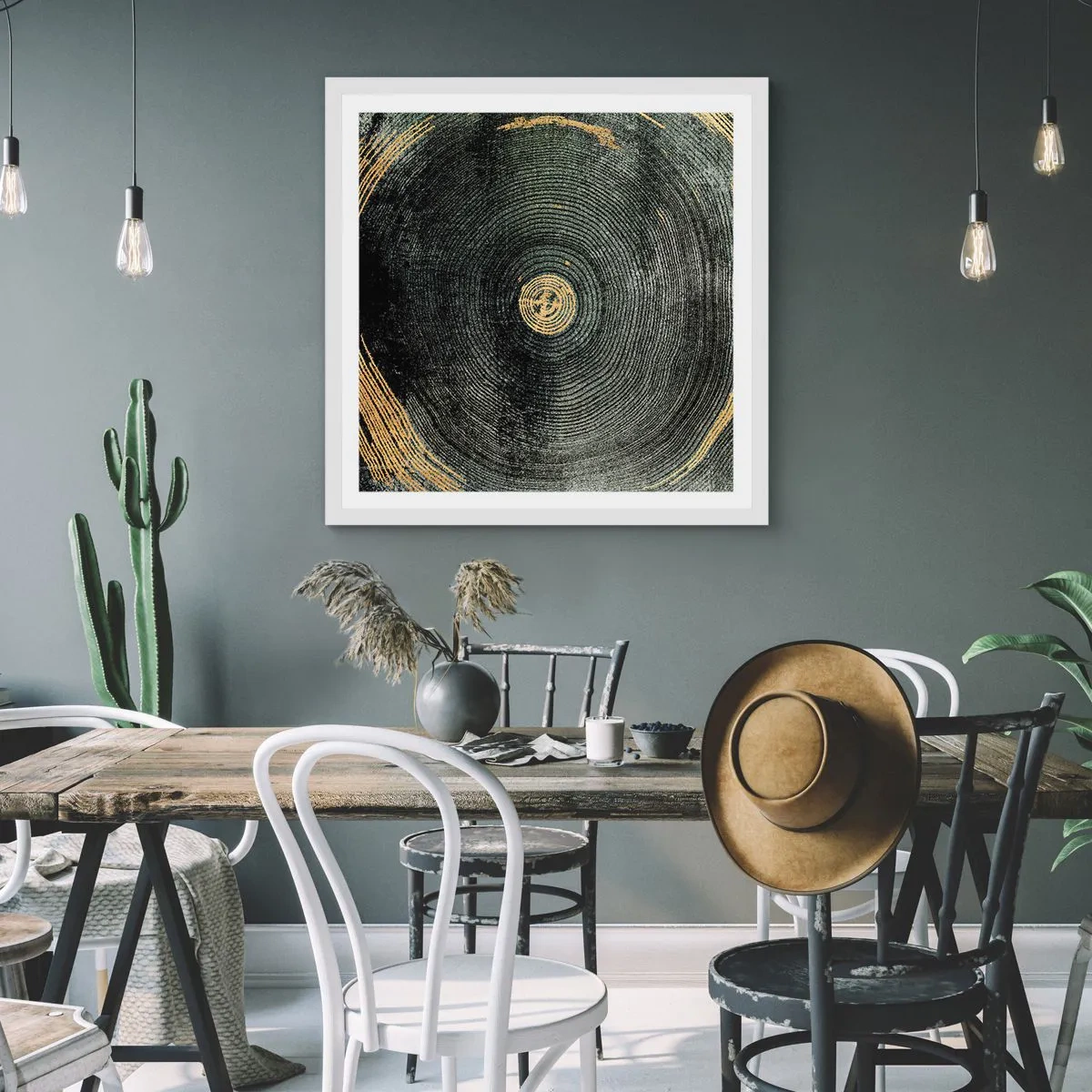 Plakat w białej ramie - Zmiana i trwanie - 60x60 cm