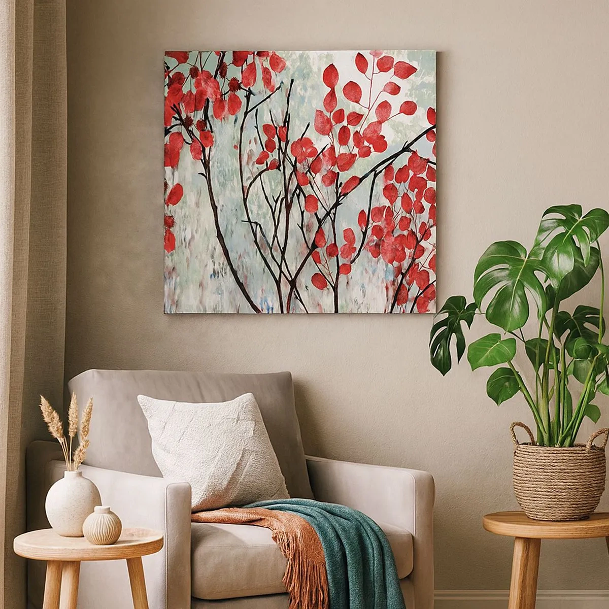Obraz na płótnie - Drzewo w szkarłacie - 30x30 cm