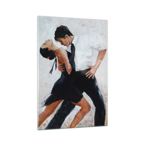 Obraz na szkle - Para tańcząca w eleganckim, zmysłowym ujęciu - 70x100cm - Tango mych marzeń i snów - Nowoczesna dekoracja ścienna do salonu i sypialni ARTTOR