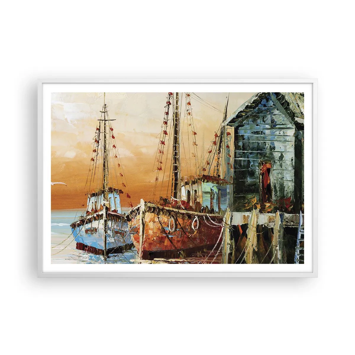 Plakat w białej ramie - Spokojny powrót - 100x70 cm