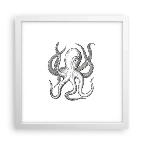 Plakat w białej ramie - Tańcząca z falami - 30x30 cm