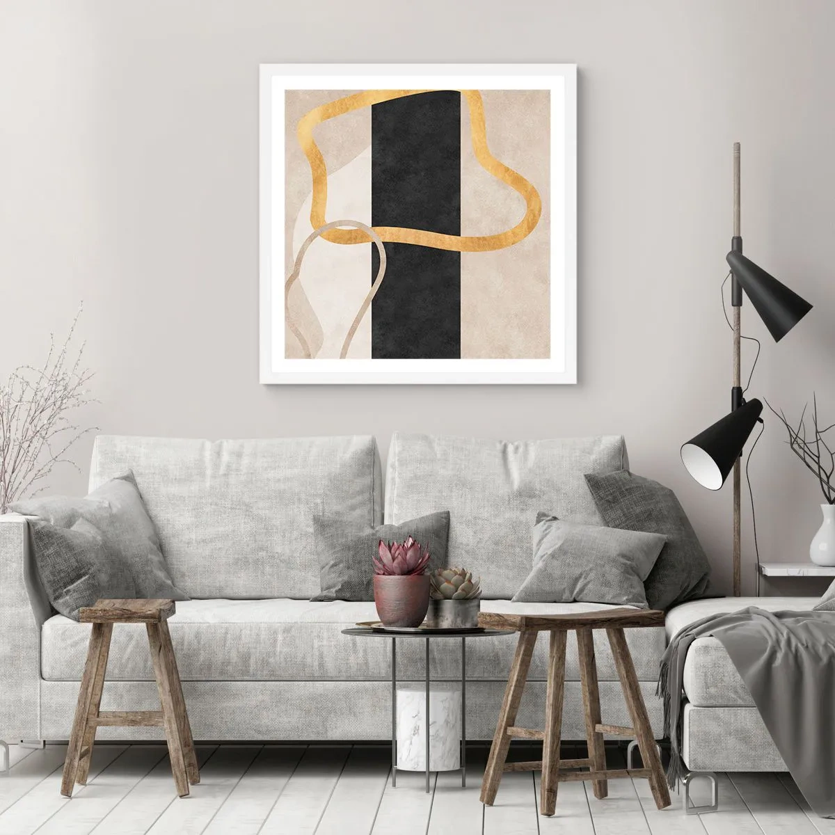 Plakat w białej ramie - Kształty zapętlone - 30x30 cm