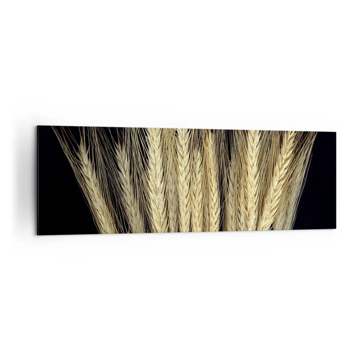 Obraz na płótnie - Kłosy pszenicy na czarnym tle w rustykalnym stylu - 160x50cm - Rustykalna magia - Nowoczesna dekoracja ścienna do salonu i sypialni ARTTOR