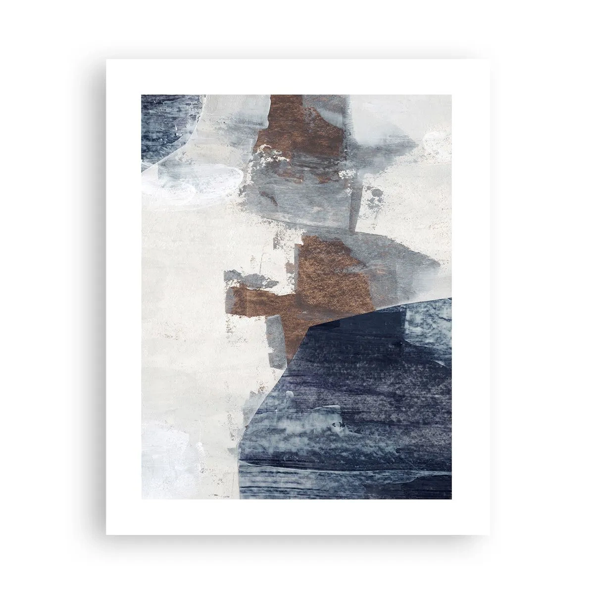 Plakat - Błękitno-brunatne kształty - 40x50 cm